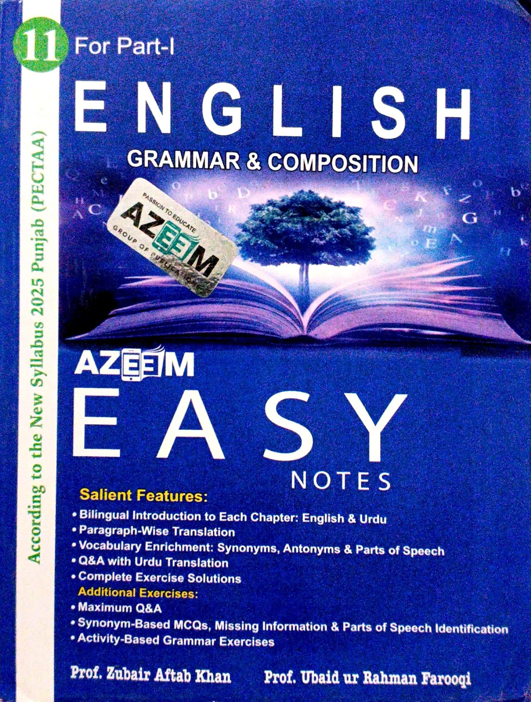 English grammer & compositions class 11 by azeem easy notes