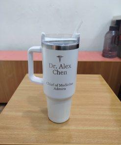 Customized Name Print Stainless Steel Insulated Tumbler with Handle & Straw – 40oz